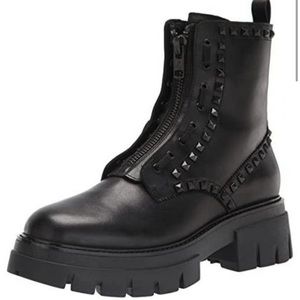 ASH Lynch Studs Women's Leather Black Ankle Boot Size 40